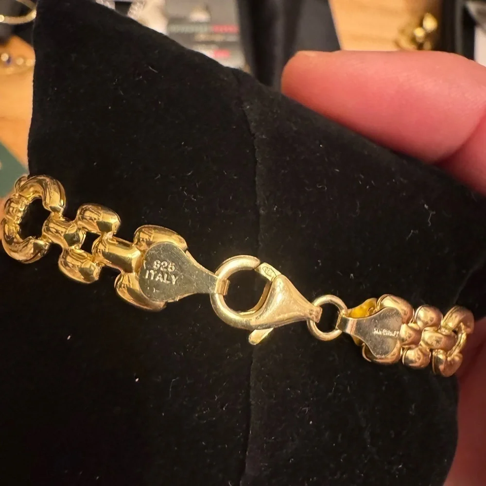 24KT Over Sterling Chain Bracelet Gold 7”